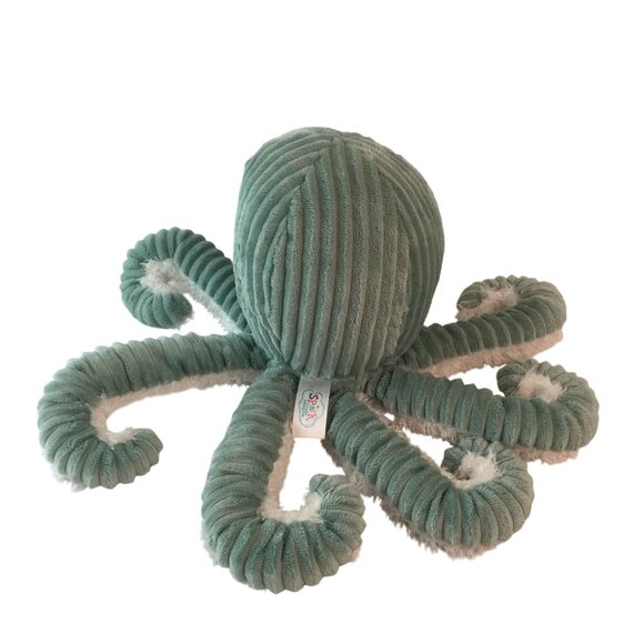 Spark Create Imagine Green Octopus Plush 12" Ribbed Stuffed Animal Toy Rattle - Picture 3 of 8